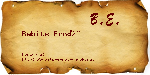 Babits Ernő névjegykártya